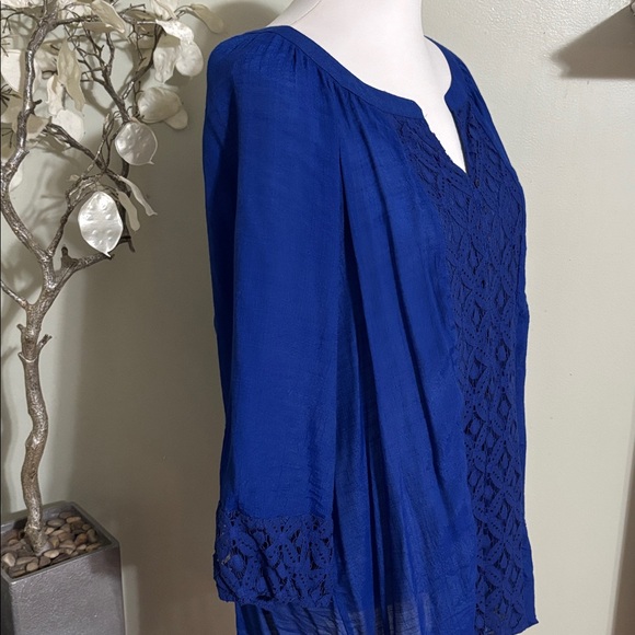 Counterparts Royal Blue Tunic with Lace Accents - Picture 3 of 5